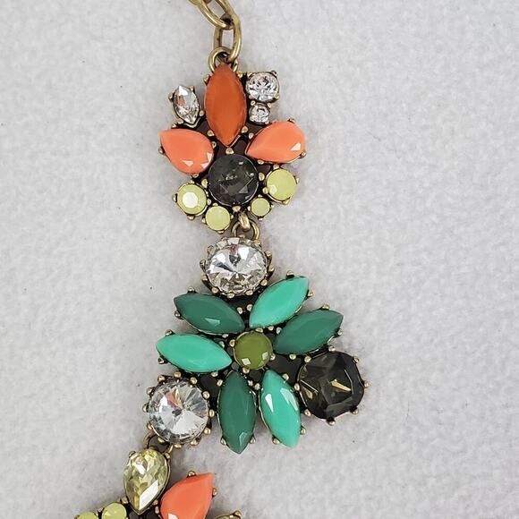 Signed Stella & Dot Bohemian Statement Faux Jewel Necklace Brass Tone - Picture 4 of 10